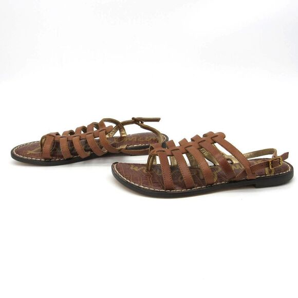 Sam Edelman Garland Strappy Brown Leather Flat Sandals 6.5 - Picture 2 of 10